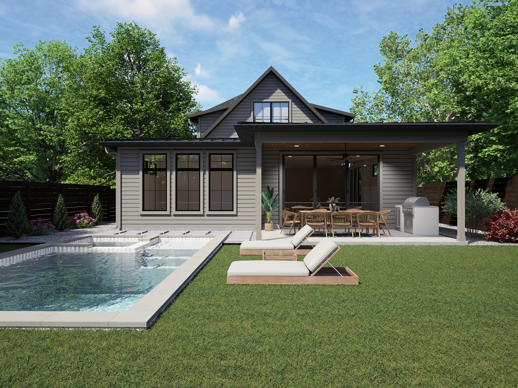 4613 Banister Ln — Rear + Pool